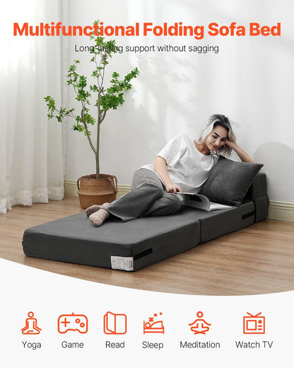 Folding Sofa Bed, 3-in-1 Foldable Couch Bed with 2 Pillows and Washable Cover, 25D High Density Memory Foam V952-ZDSFDDZSFSINLMIP6V0