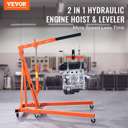 Hydraulic Engine Hoist with Lever, 2000KG Heavy-duty Cherry Picker Shop Crane, Foldable Engine Crane and V952-ZDSFDJQZJCJH2V44JV0