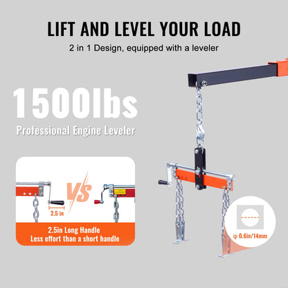 Hydraulic Engine Hoist with Lever, 2000KG Heavy-duty Cherry Picker Shop Crane, Foldable Engine Crane and V952-ZDSFDJQZJCJH2V44JV0