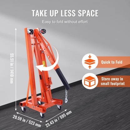 Hydraulic Engine Hoist with Lever, 2000KG Heavy-duty Cherry Picker Shop Crane, Foldable Engine Crane and V952-ZDSFDJQZJCJH2V44JV0