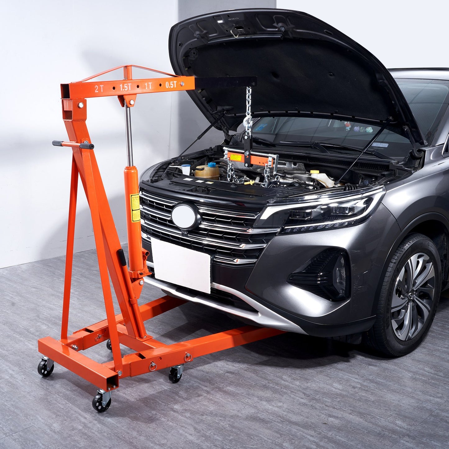 Hydraulic Engine Hoist with Lever, 2000KG Heavy-duty Cherry Picker Shop Crane, Foldable Engine Crane and V952-ZDSFDJQZJCJH2V44JV0