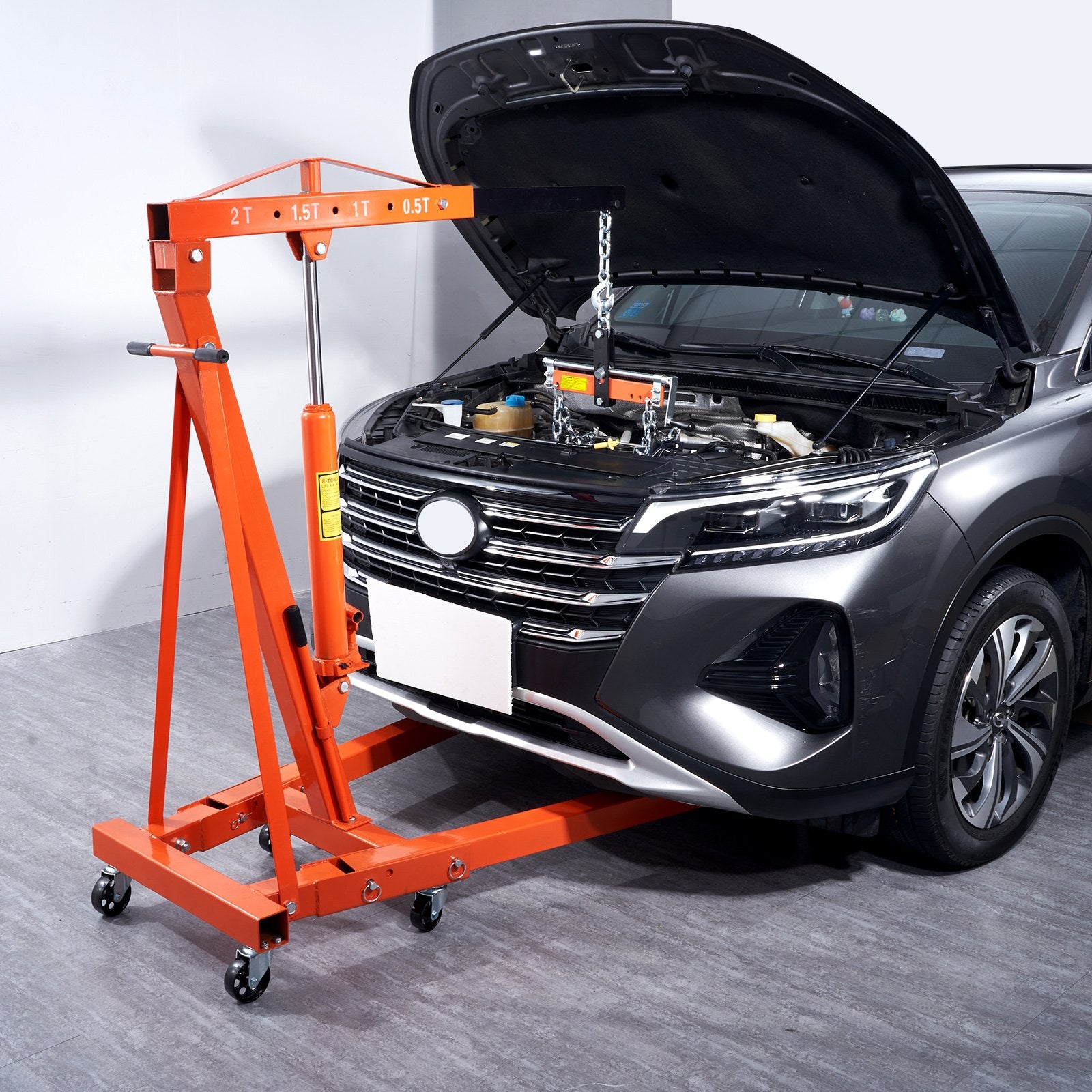 Hydraulic Engine Hoist with Lever, 2000KG Heavy-duty Cherry Picker Shop Crane, Foldable Engine Crane and V952-ZDSFDJQZJCJH2V44JV0
