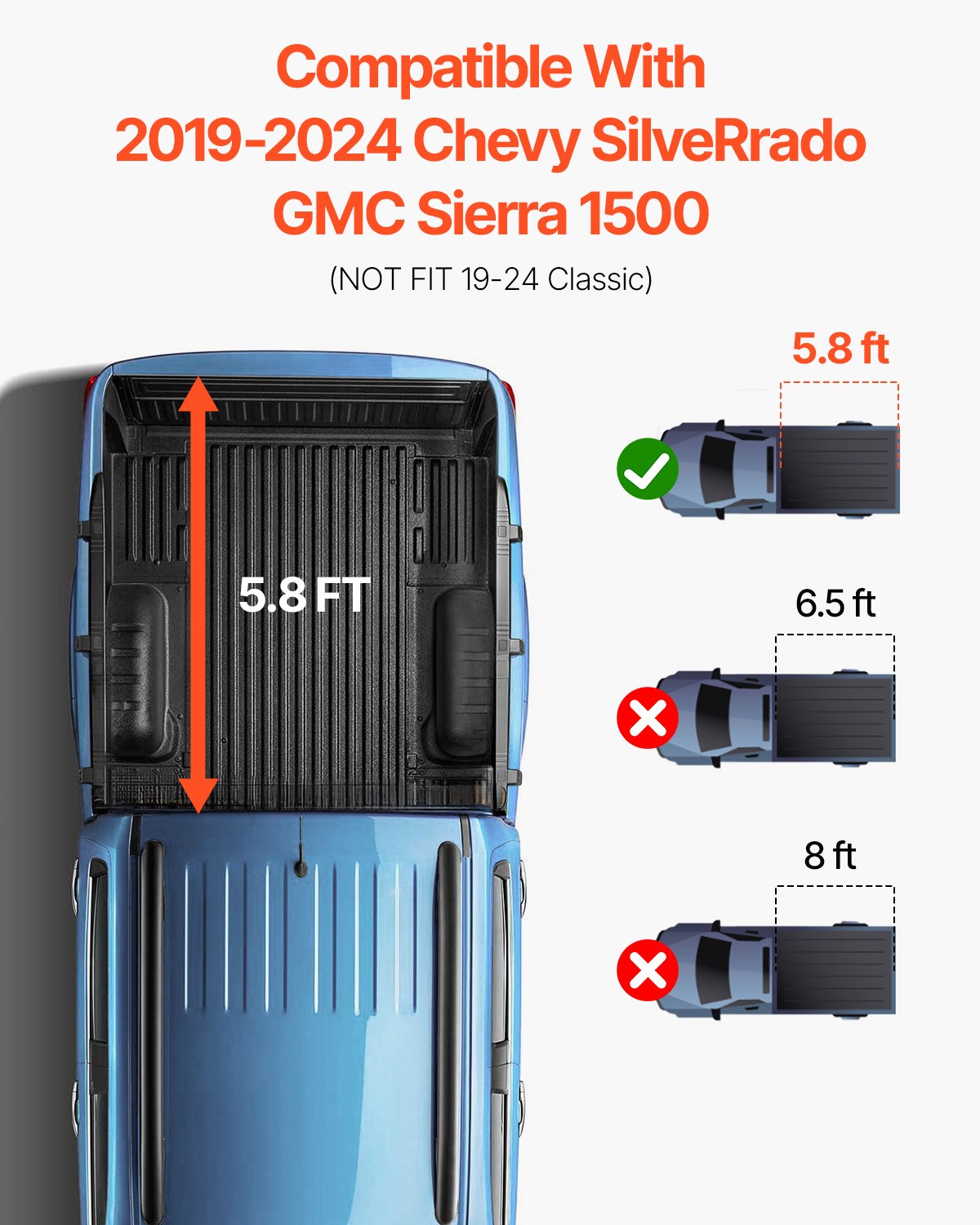 Tri-Fold Truck Bed Tonneau Cover, Compatible with 2019-2024 Chevy Silverado GMC Sierra 1500 (NOT FIT 19-24 V952-ZDSKCHBXGZDSAPMD9V9