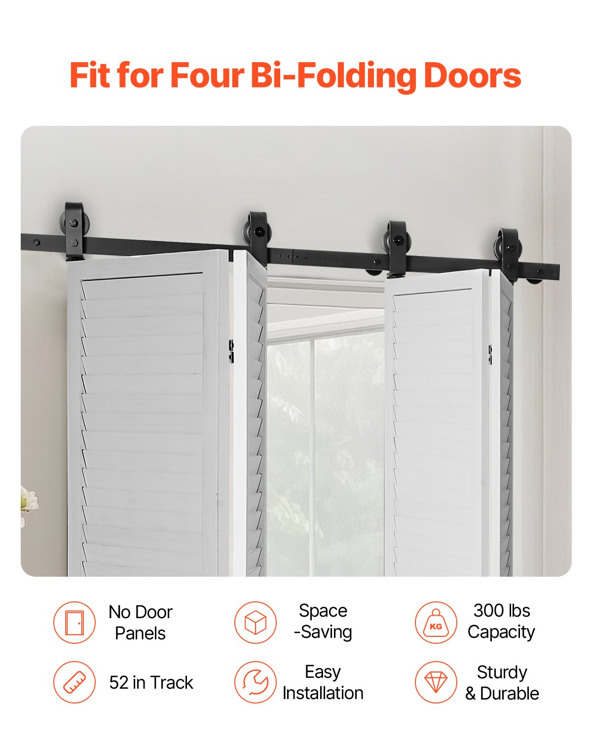 Bi-Folding Sliding Barn Door Hardware Track Kit, 52" Top Mount Track Kit, Slide Smoothly & Quietly, Heavy V952-ZDSMDGDGSM2D9NVH3001V0