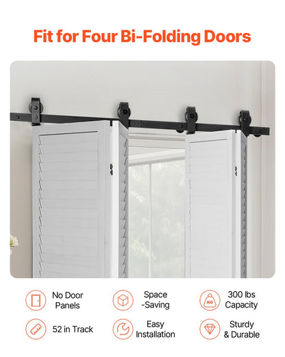 Bi-Folding Sliding Barn Door Hardware Track Kit, 52" Top Mount Track Kit, Slide Smoothly & Quietly, Heavy V952-ZDSMDGDGSM2D9NVH3001V0