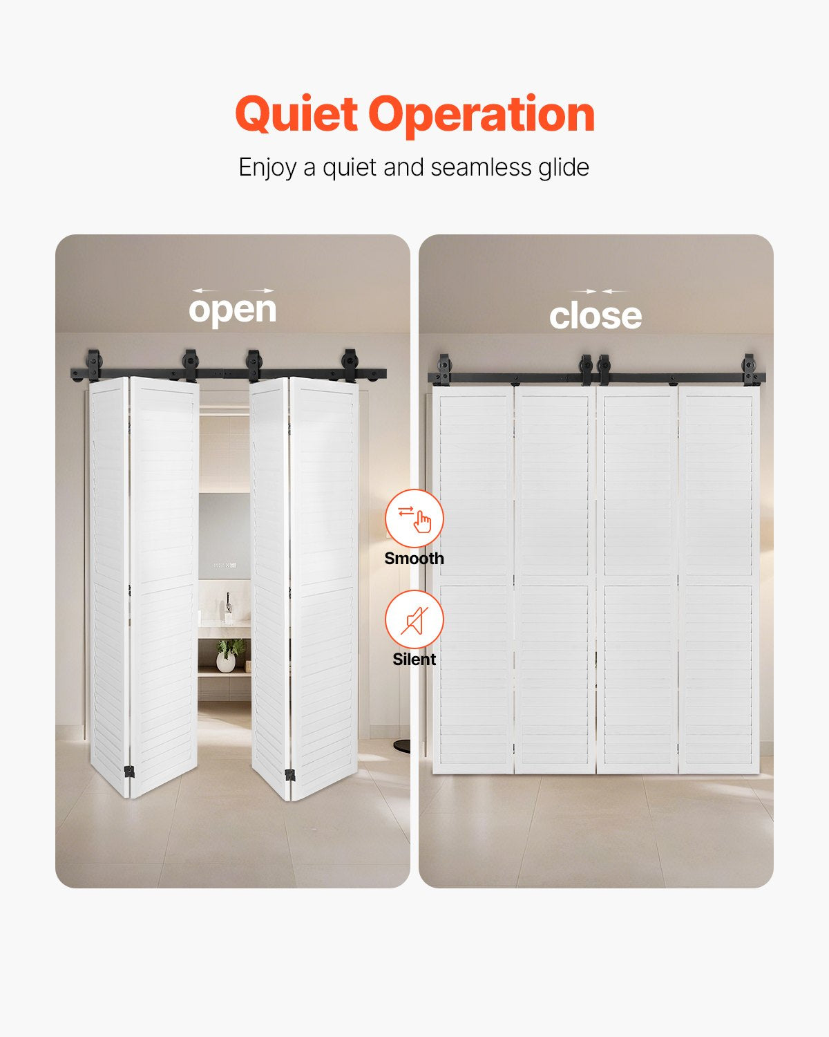 Bi-Folding Sliding Barn Door Hardware Track Kit, 52" Top Mount Track Kit, Slide Smoothly & Quietly, Heavy V952-ZDSMDGDGSM2D9NVH3001V0