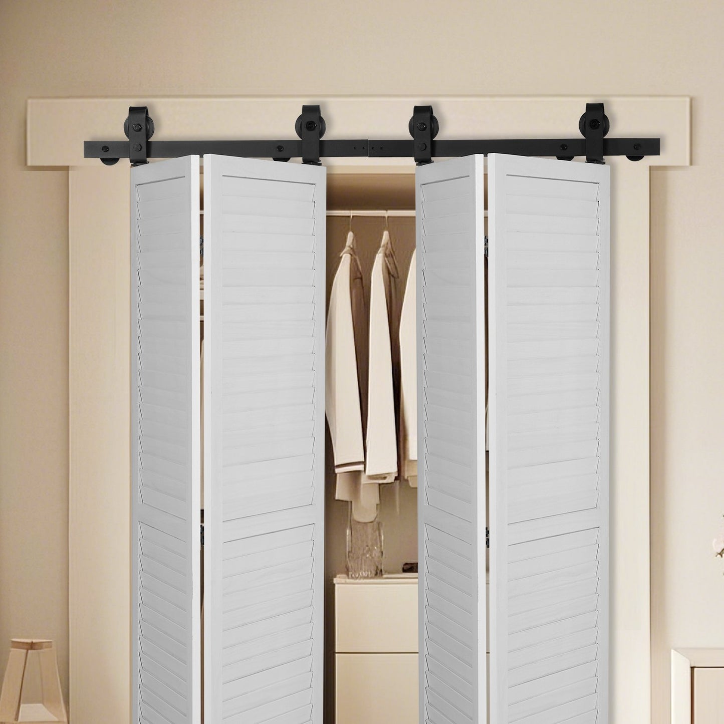 Bi-Folding Sliding Barn Door Hardware Track Kit, 52" Top Mount Track Kit, Slide Smoothly & Quietly, Heavy V952-ZDSMDGDGSM2D9NVH3001V0