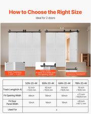 Bi-Folding Sliding Barn Door Hardware Track Kit, 76" Top Mount Track Kit, Slide Smoothly & Quietly, Heavy V952-ZDSMDGDGSM2DR3L63001V0