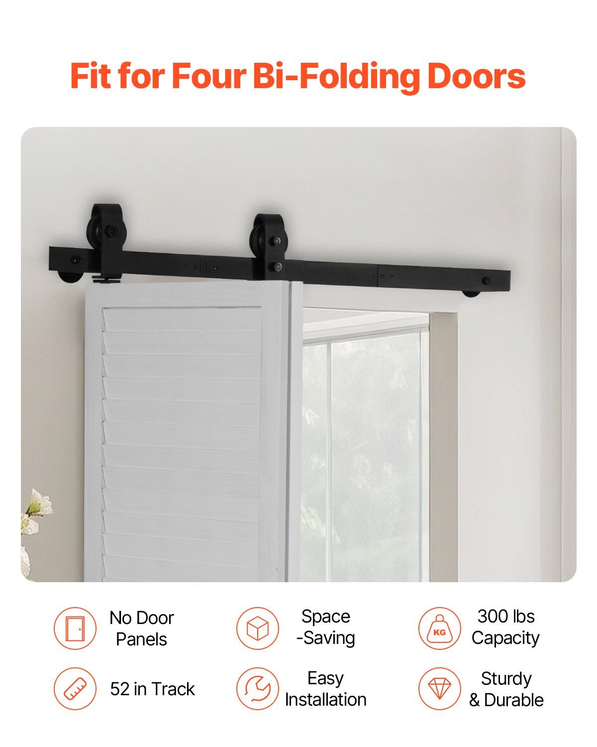 Bi-Folding Sliding Barn Door Hardware Track Kit, 36" Top Mount Track Kit, Slide Smoothly & Quietly, Heavy V952-ZDSMDGDGSM3D3Z5LL001V0