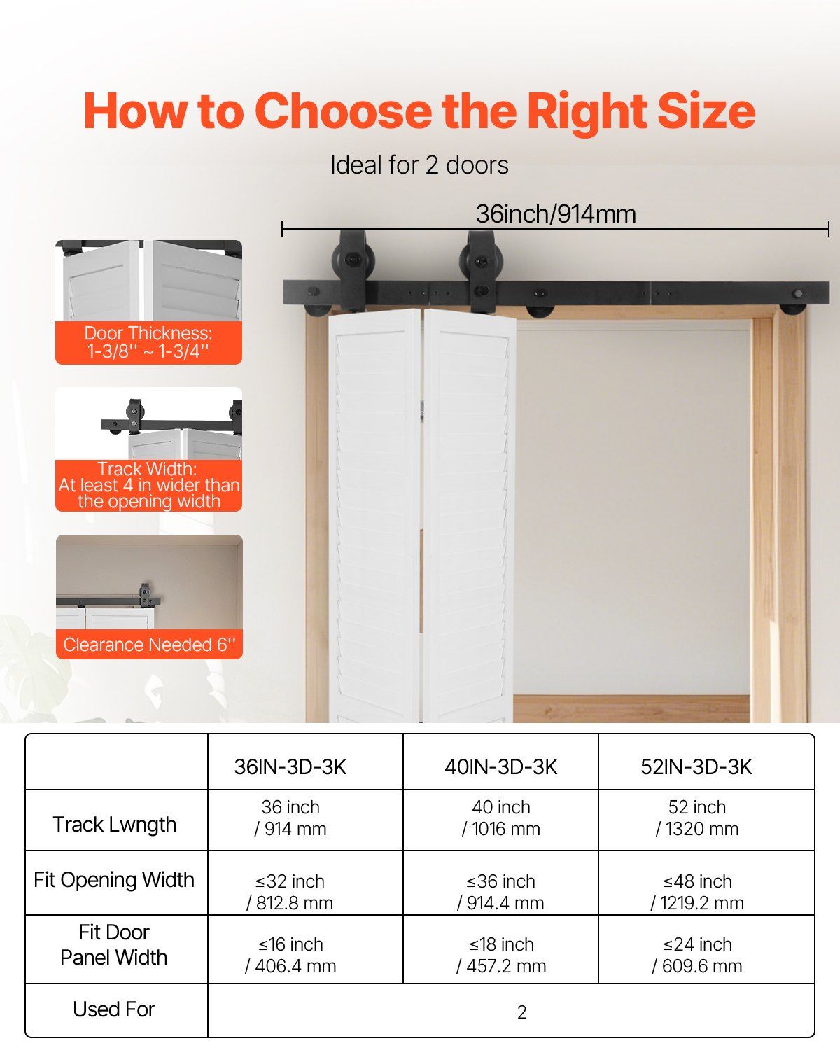 Bi-Folding Sliding Barn Door Hardware Track Kit, 36" Top Mount Track Kit, Slide Smoothly & Quietly, Heavy V952-ZDSMDGDGSM3D3Z5LL001V0