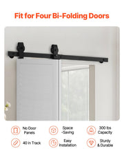 Bi-Folding Sliding Barn Door Hardware Track Kit 40" for Two 18" Doors V952-ZDSMDGDGSM3DI8IID001V0