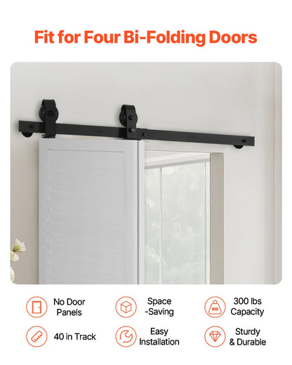 Bi-Folding Sliding Barn Door Hardware Track Kit 40" for Two 18" Doors V952-ZDSMDGDGSM3DI8IID001V0