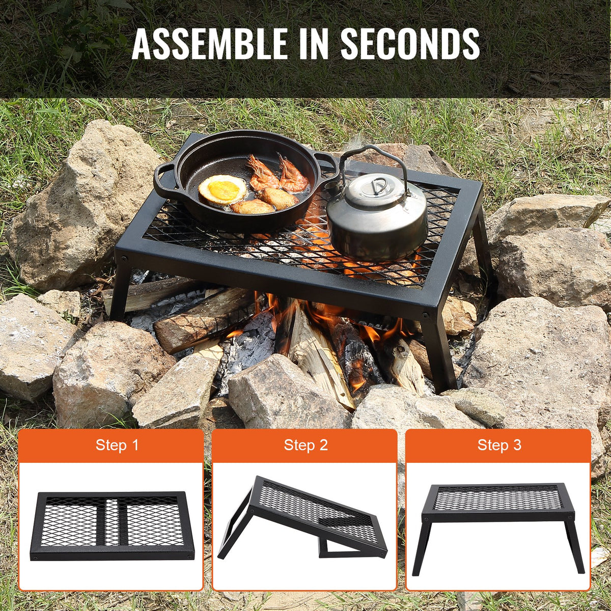 Folding Campfire Grill Portable Camping Fire Pit Steel Outdoor BBQ Picnic V952-ZDYYKJZDG18120J5TV0