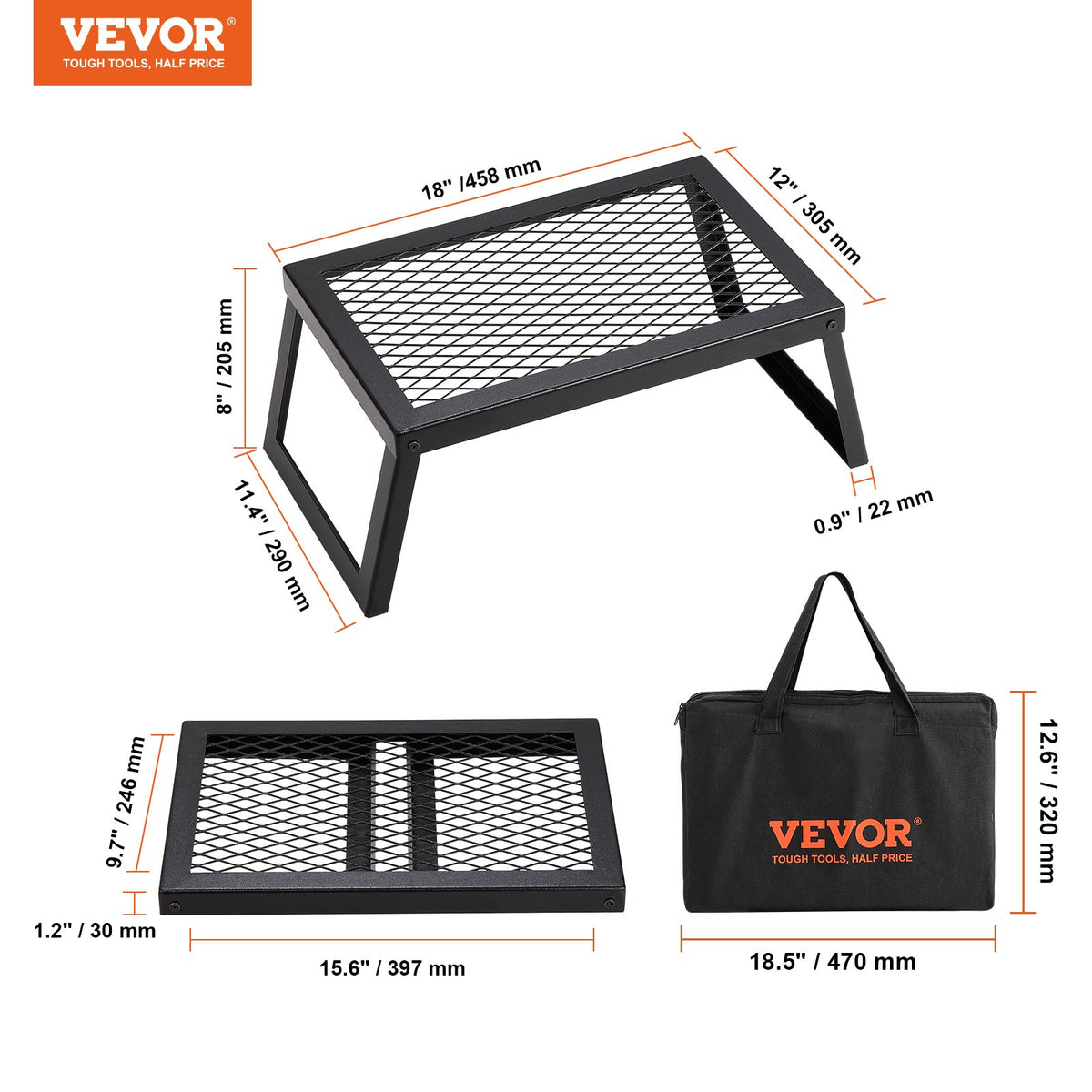 Folding Campfire Grill Portable Camping Fire Pit Steel Outdoor BBQ Picnic V952-ZDYYKJZDG18120J5TV0