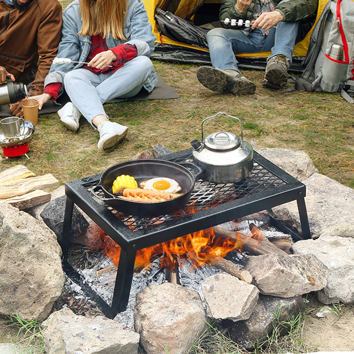 Folding Campfire Grill Portable Camping Fire Pit Steel Outdoor BBQ Picnic V952-ZDYYKJZDG18120J5TV0