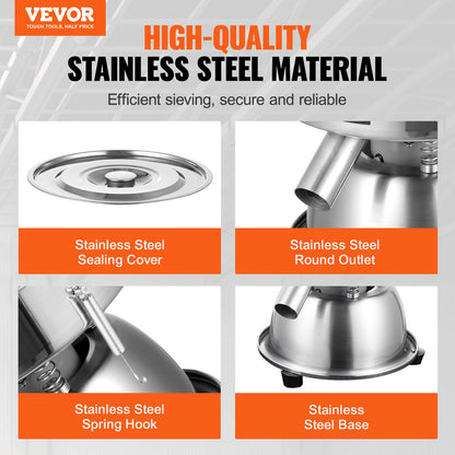 Automatic Electric Vibrating Sieve, Stainless Steel Sifter Shaker Machine with 30+50 Mesh, 45W Automatic V952-ZDZSJTM30M50X6TFUV3
