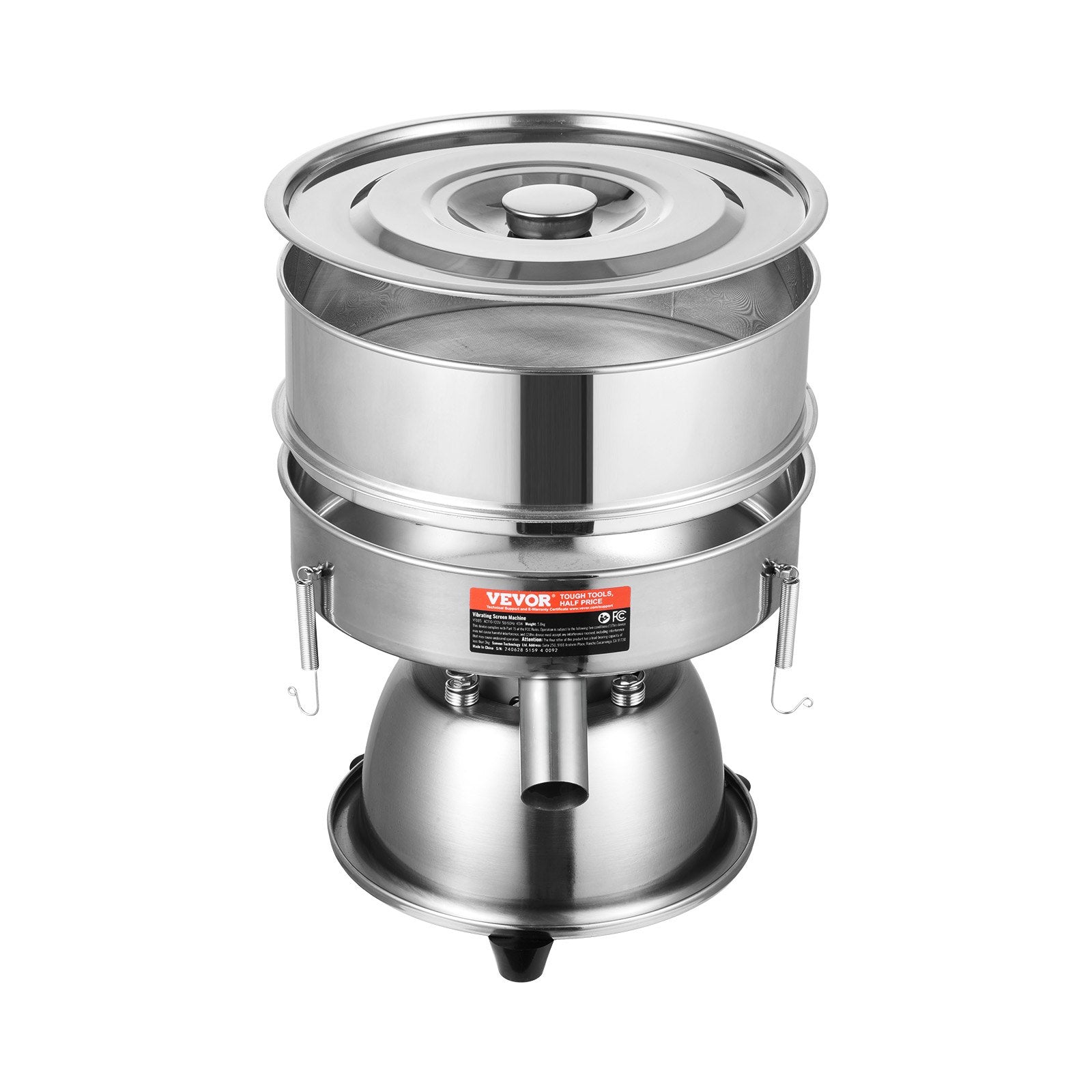 Automatic Electric Vibrating Sieve, Stainless Steel Sifter Shaker Machine with 40+60 Mesh, 45W Automatic V952-ZDZSJTM40M608SJJRV3