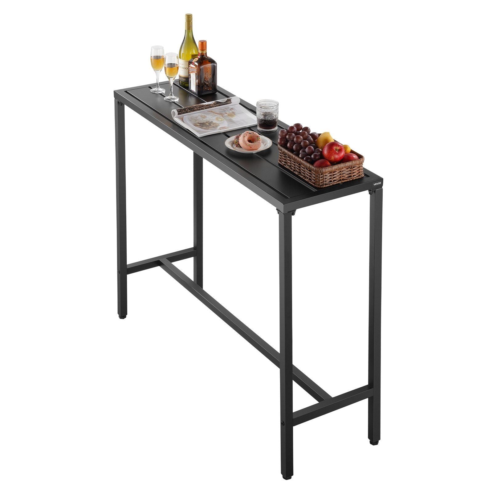 Outdoor Bar Table, 120 x 37.5 cm Patio Bar Table, Waterproof Top & Sturdy Metal Frame, Rectangle Counter V952-ZFLTJBZFX4720NCC7001V0