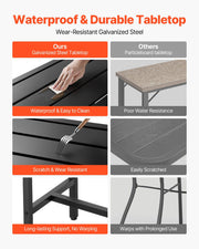 Outdoor Bar Table, 120 x 37.5 cm Patio Bar Table, Waterproof Top & Sturdy Metal Frame, Rectangle Counter V952-ZFLTJBZFX4720NCC7001V0