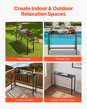 Outdoor Bar Table, 120 x 37.5 cm Patio Bar Table, Waterproof Top & Sturdy Metal Frame, Rectangle Counter V952-ZFLTJBZFX4720NCC7001V0