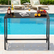Outdoor Bar Table, 120 x 37.5 cm Patio Bar Table, Waterproof Top & Sturdy Metal Frame, Rectangle Counter V952-ZFLTJBZFX4720NCC7001V0