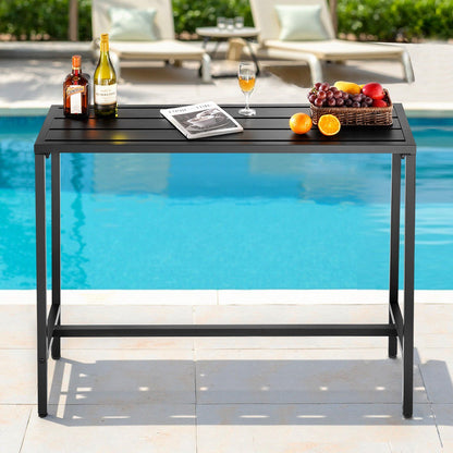 Outdoor Bar Table, 120 x 37.5 cm Patio Bar Table, Waterproof Top & Sturdy Metal Frame, Rectangle Counter V952-ZFLTJBZFX4720NCC7001V0