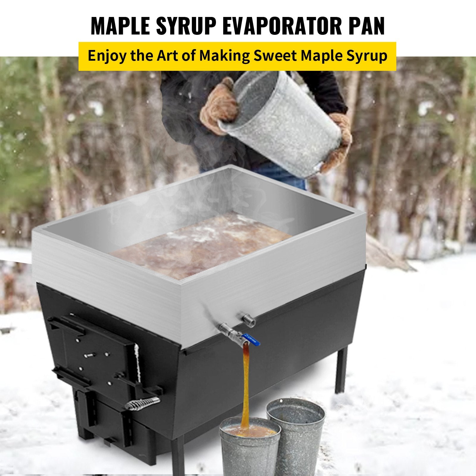 Maple Syrup Evaporator Pan 76x41x24 cm Stainless Steel Maple Syrup Boiling Pan with Valve for Boiling Maple V952-ZFQ16X30000000001V0