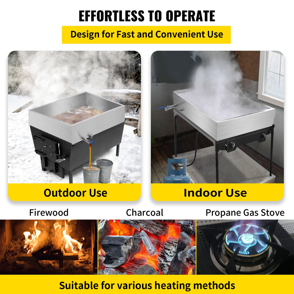 Maple Syrup Evaporator Pan 76x41x24 cm Stainless Steel Maple Syrup Boiling Pan with Valve for Boiling Maple V952-ZFQ16X30000000001V0