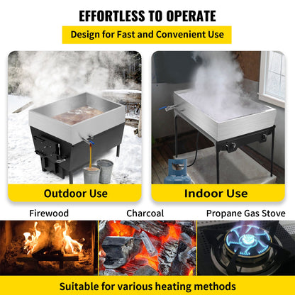 Maple Syrup Evaporator Pan 76x41x24 cm Stainless Steel Maple Syrup Boiling Pan with Valve for Boiling Maple V952-ZFQ16X30000000001V0
