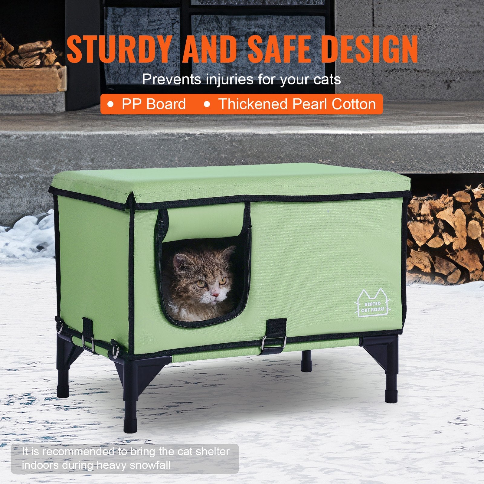 Elevated Heated Cat House, Cuboid Kitty Shelter with Adjustable Temperature and Timer, 900D Oxford Cloth V952-ZFTSBYMBHSNJHUMMQV3