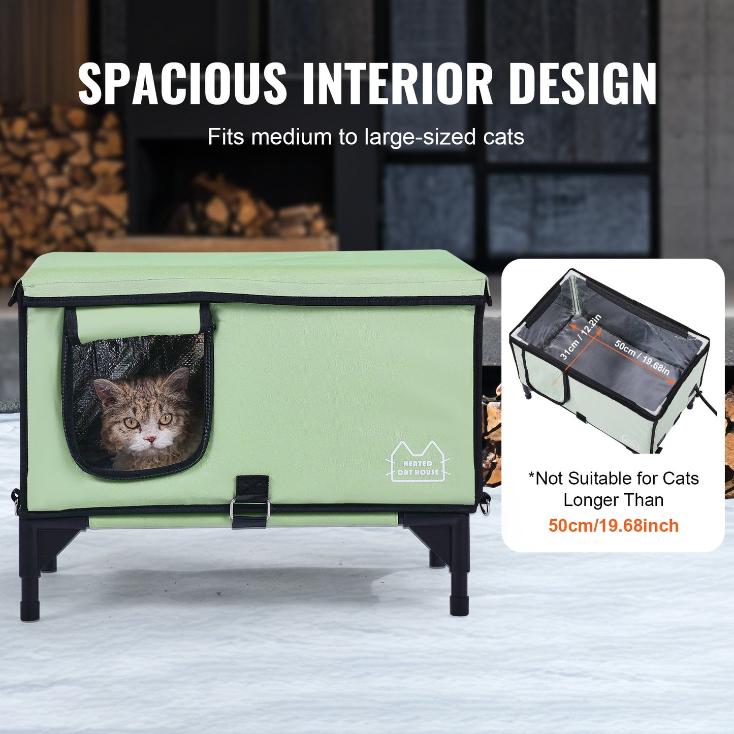 Elevated Heated Cat House, Cuboid Kitty Shelter with Adjustable Temperature and Timer, 900D Oxford Cloth V952-ZFTSBYMBHSNJHUMMQV3