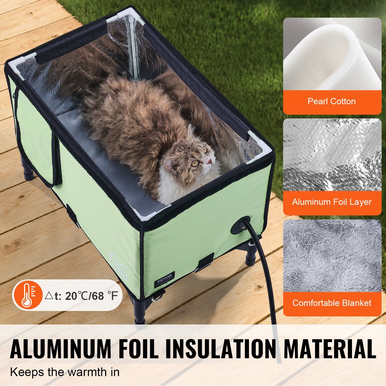 Elevated Heated Cat House, Cuboid Kitty Shelter with Adjustable Temperature and Timer, 900D Oxford Cloth V952-ZFTSBYMBHSNJMM05RV3