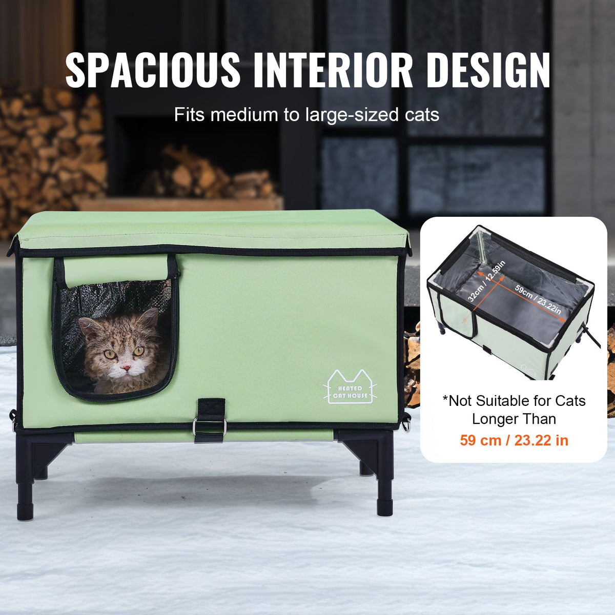 Elevated Heated Cat House, Cuboid Kitty Shelter with Adjustable Temperature and Timer, 900D Oxford Cloth V952-ZFTSBYMBHSNJMM05RV3