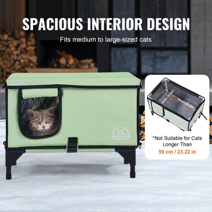 Elevated Heated Cat House, Cuboid Kitty Shelter with Adjustable Temperature and Timer, 900D Oxford Cloth V952-ZFTSBYMBHSNJMM05RV3