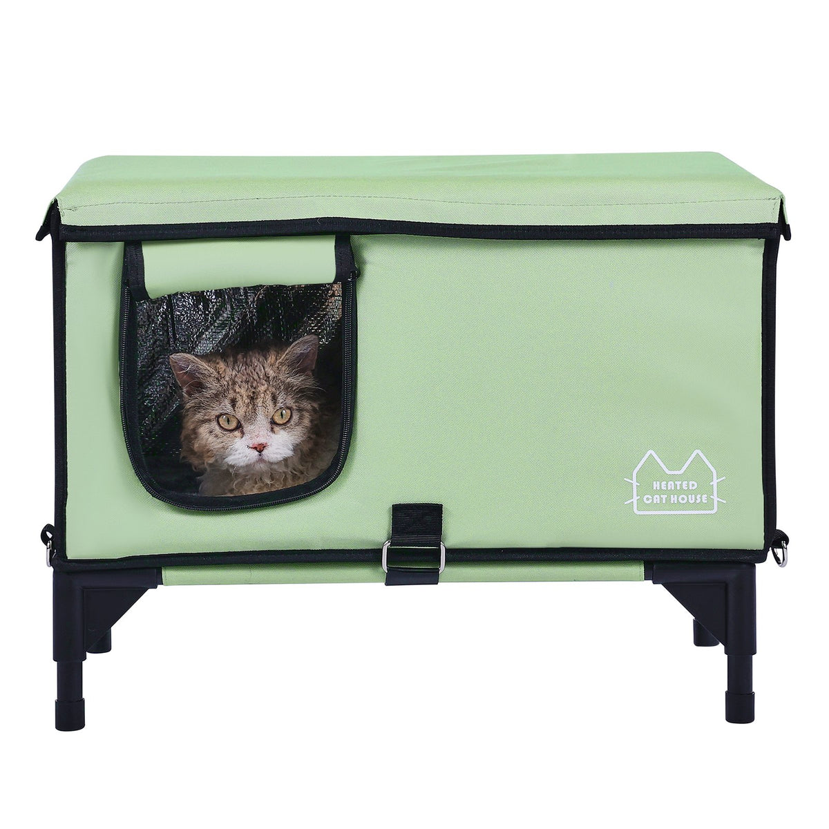 Elevated Heated Cat House, Cuboid Kitty Shelter with Adjustable Temperature and Timer, 900D Oxford Cloth V952-ZFTSBYMBHSNJMM05RV3
