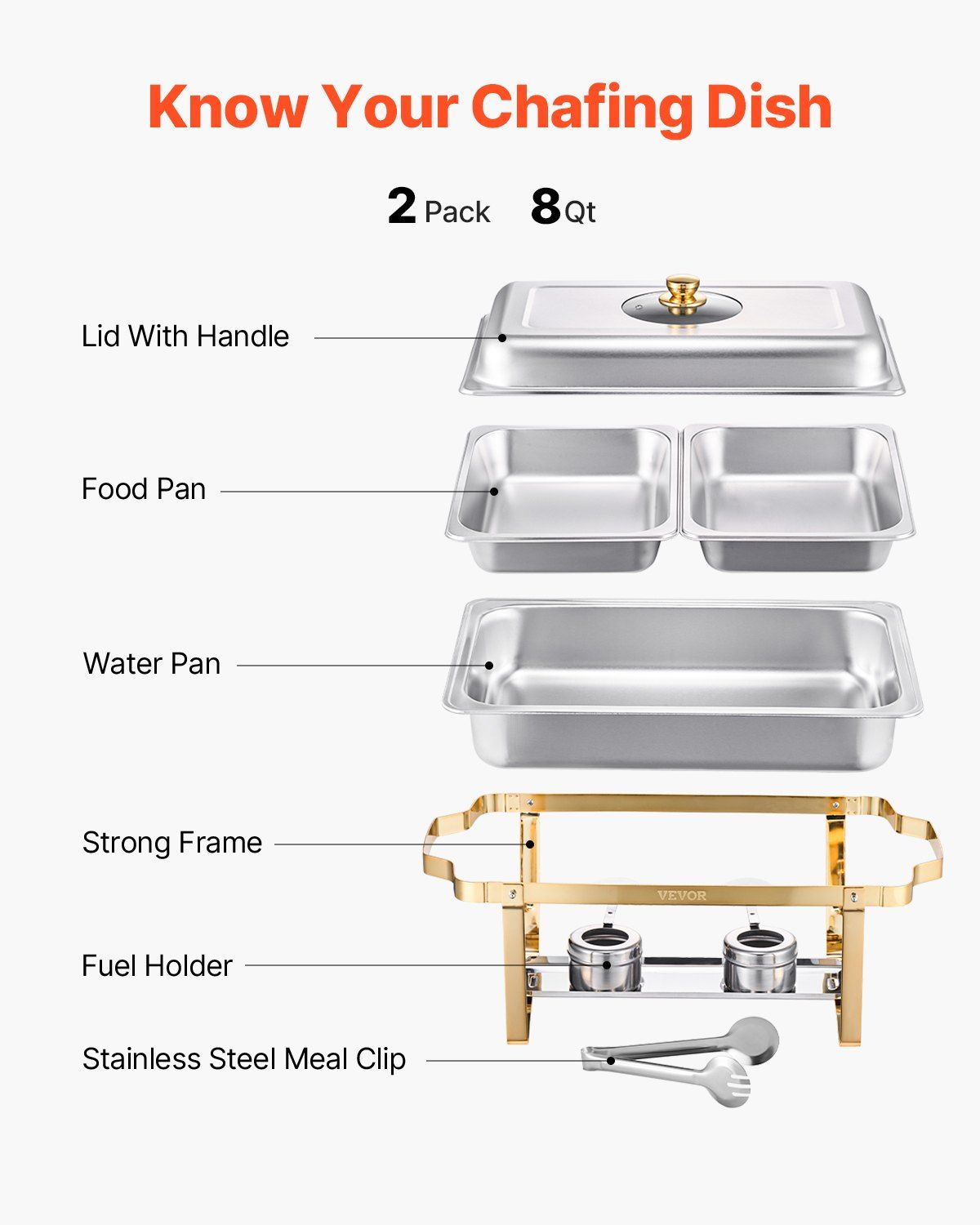 Chafing Dish Buffet Set, 4 Qt 2 Pack, Stainless Steel Chafer with 4 Half Size Pans, Rectangle Catering Warmer V952-ZFXBXGBLSTGKPIZUVV0