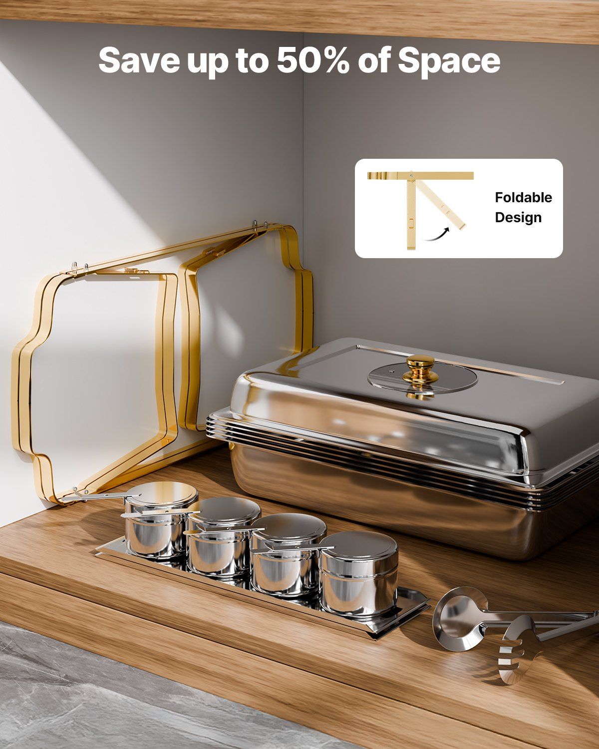 Chafing Dish Buffet Set, 4 Qt 2 Pack, Stainless Steel Chafer with 4 Half Size Pans, Rectangle Catering Warmer V952-ZFXBXGBLSTGKPIZUVV0