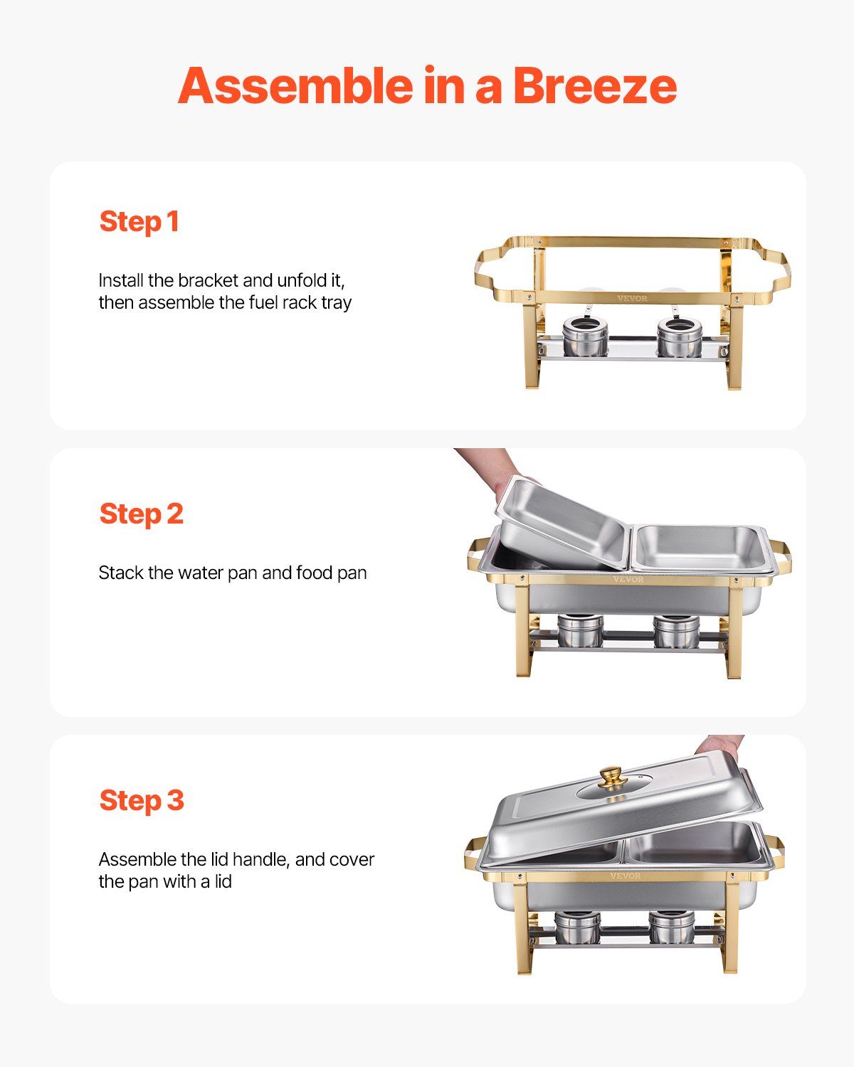 Chafing Dish Buffet Set, 4 Qt 2 Pack, Stainless Steel Chafer with 4 Half Size Pans, Rectangle Catering Warmer V952-ZFXBXGBLSTGKPIZUVV0
