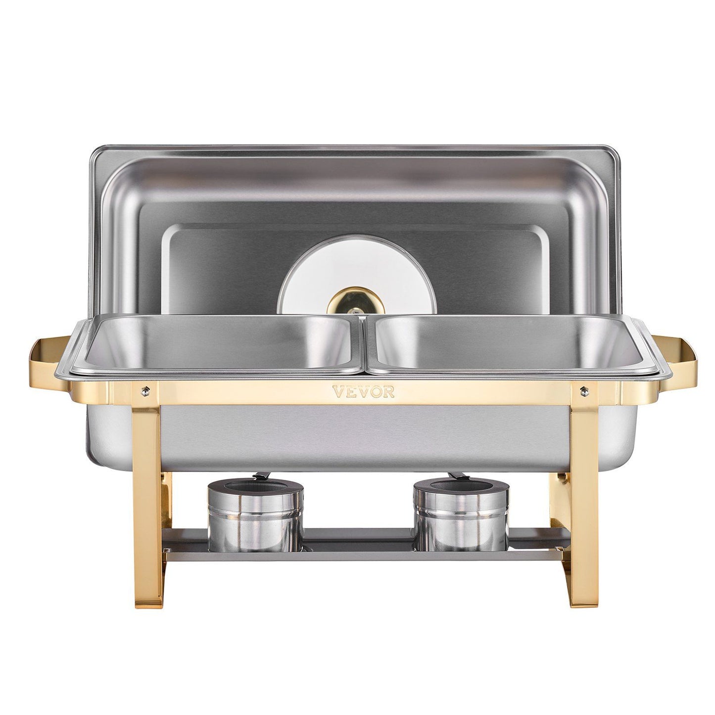 Chafing Dish Buffet Set, 4 Qt 2 Pack, Stainless Steel Chafer with 4 Half Size Pans, Rectangle Catering Warmer V952-ZFXBXGBLSTGKPIZUVV0