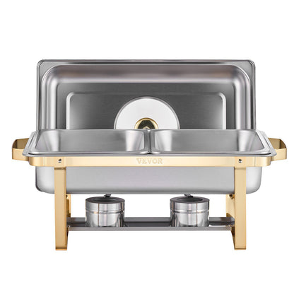 Chafing Dish Buffet Set, 4 Qt 2 Pack, Stainless Steel Chafer with 4 Half Size Pans, Rectangle Catering Warmer V952-ZFXBXGBLSTGKPIZUVV0