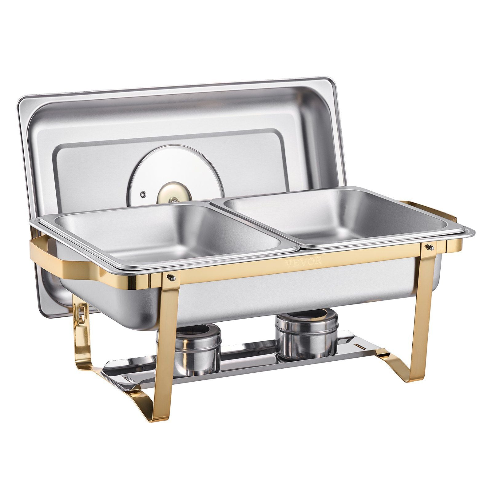 Chafing Dish Buffet Set, 4 Qt 2 Pack, Stainless Steel Chafer with 4 Half Size Pans, Rectangle Catering Warmer V952-ZFXBXGBLSTGKPIZUVV0