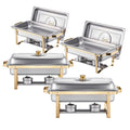 Chafing Dish Buffet Set, 8 Qt 4 Pack, Stainless Steel Chafer with 4 Full Size Pans, Rectangle Catering Warmer V952-ZFXBXGBLSTGKXK5LUV0