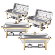 Chafing Dish Buffet Set, 8 Qt 4 Pack, Stainless Steel Chafer with 4 Full Size Pans, Rectangle Catering Warmer V952-ZFXBXGBLSTGKXK5LUV0