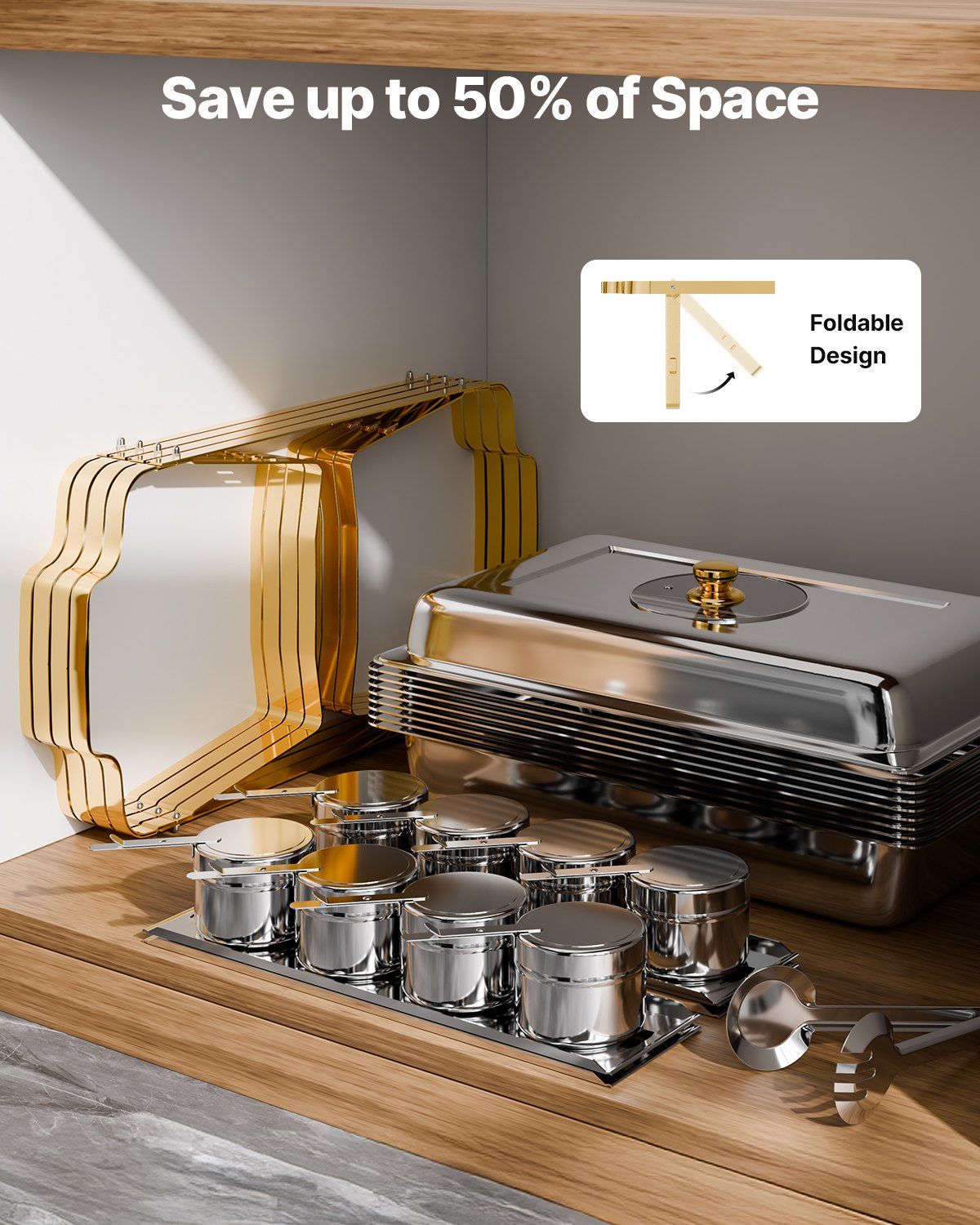 Chafing Dish Buffet Set, 8 Qt 4 Pack, Stainless Steel Chafer with 4 Full Size Pans, Rectangle Catering Warmer V952-ZFXBXGBLSTGKXK5LUV0