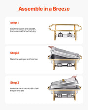 Chafing Dish Buffet Set, 8 Qt 4 Pack, Stainless Steel Chafer with 4 Full Size Pans, Rectangle Catering Warmer V952-ZFXBXGBLSTGKXK5LUV0
