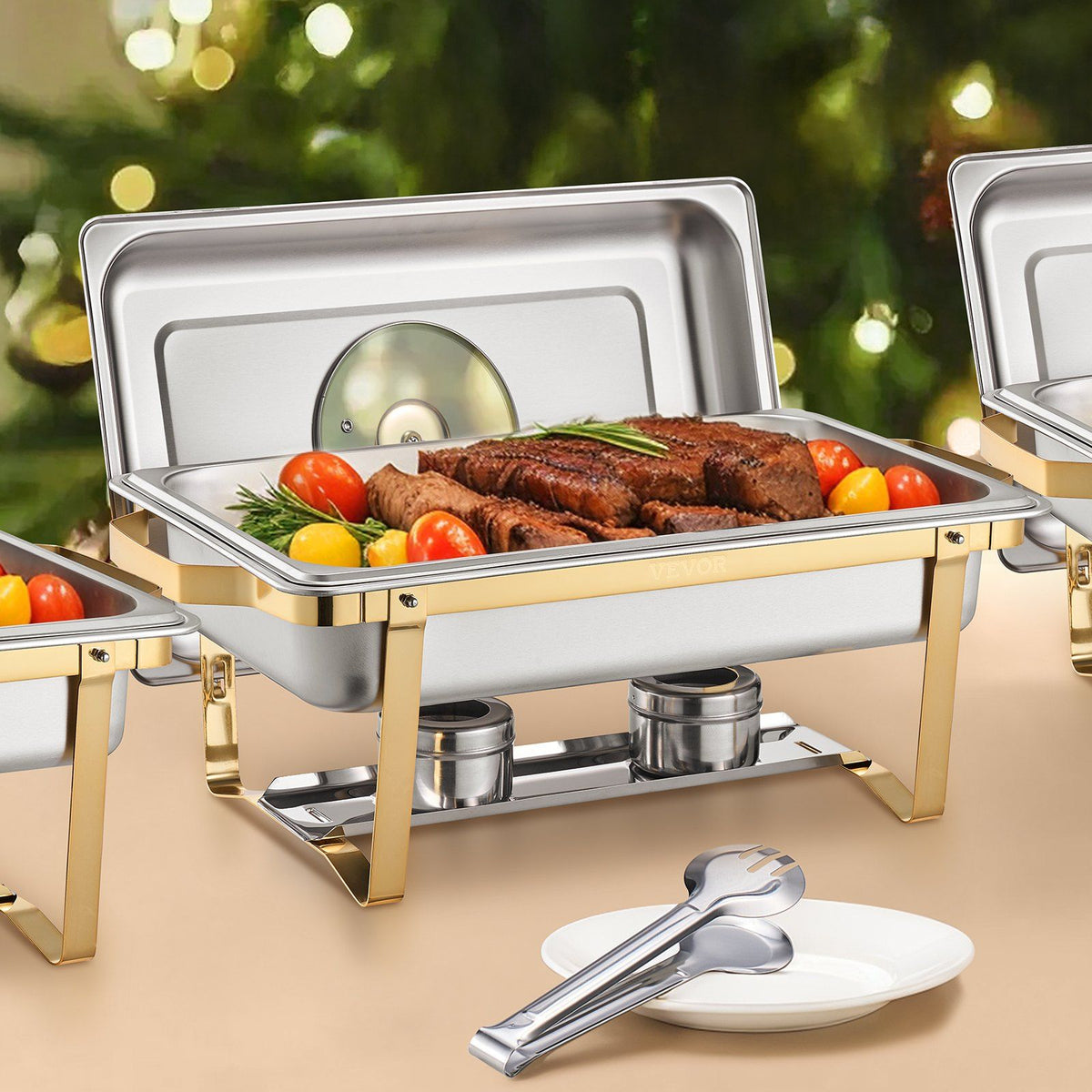 Chafing Dish Buffet Set, 8 Qt 4 Pack, Stainless Steel Chafer with 4 Full Size Pans, Rectangle Catering Warmer V952-ZFXBXGBLSTGKXK5LUV0