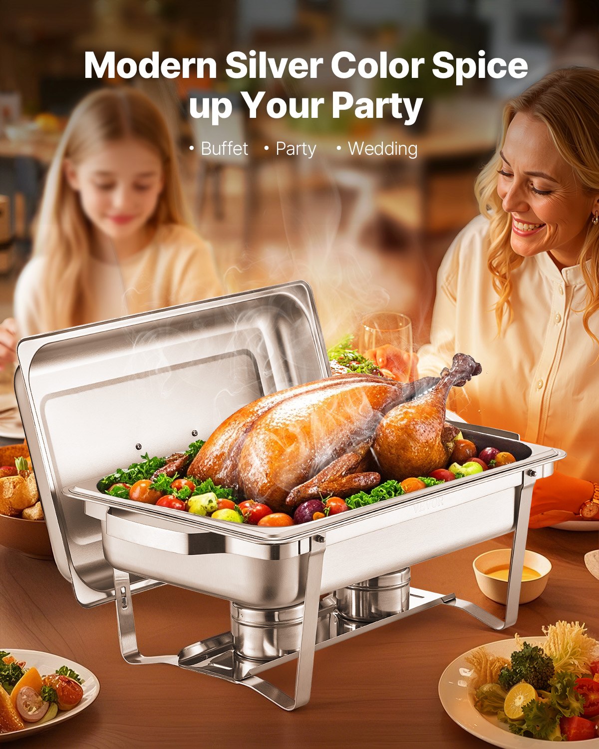 8 Qt 2 Pack Rectangle Chafing Dish Buffet Set Fullsize Pan Stainless Steel V952-ZFXBXGSTGK2J9NBC2V0
