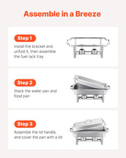 8 Qt 2 Pack Rectangle Chafing Dish Buffet Set Fullsize Pan Stainless Steel V952-ZFXBXGSTGK2J9NBC2V0