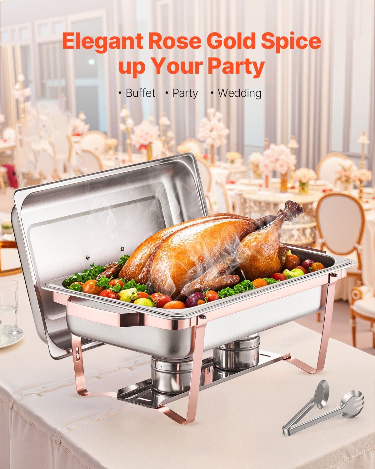 Chafing Dish Buffet Set, 8 Qt 2 Pack, Stainless Steel Chafer with 2 Full Size Pans, Rectangle Catering Warmer V952-ZFXBXGSTGK2JJ8OR8V0