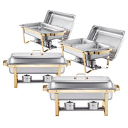 Chafing Dish Buffet Set, 8 Qt 4 Pack, Stainless Steel Chafer with 2 Full Size and 4 Half Size Pans, Rectangle V952-ZFXBXGSTGK4J10ULXV0